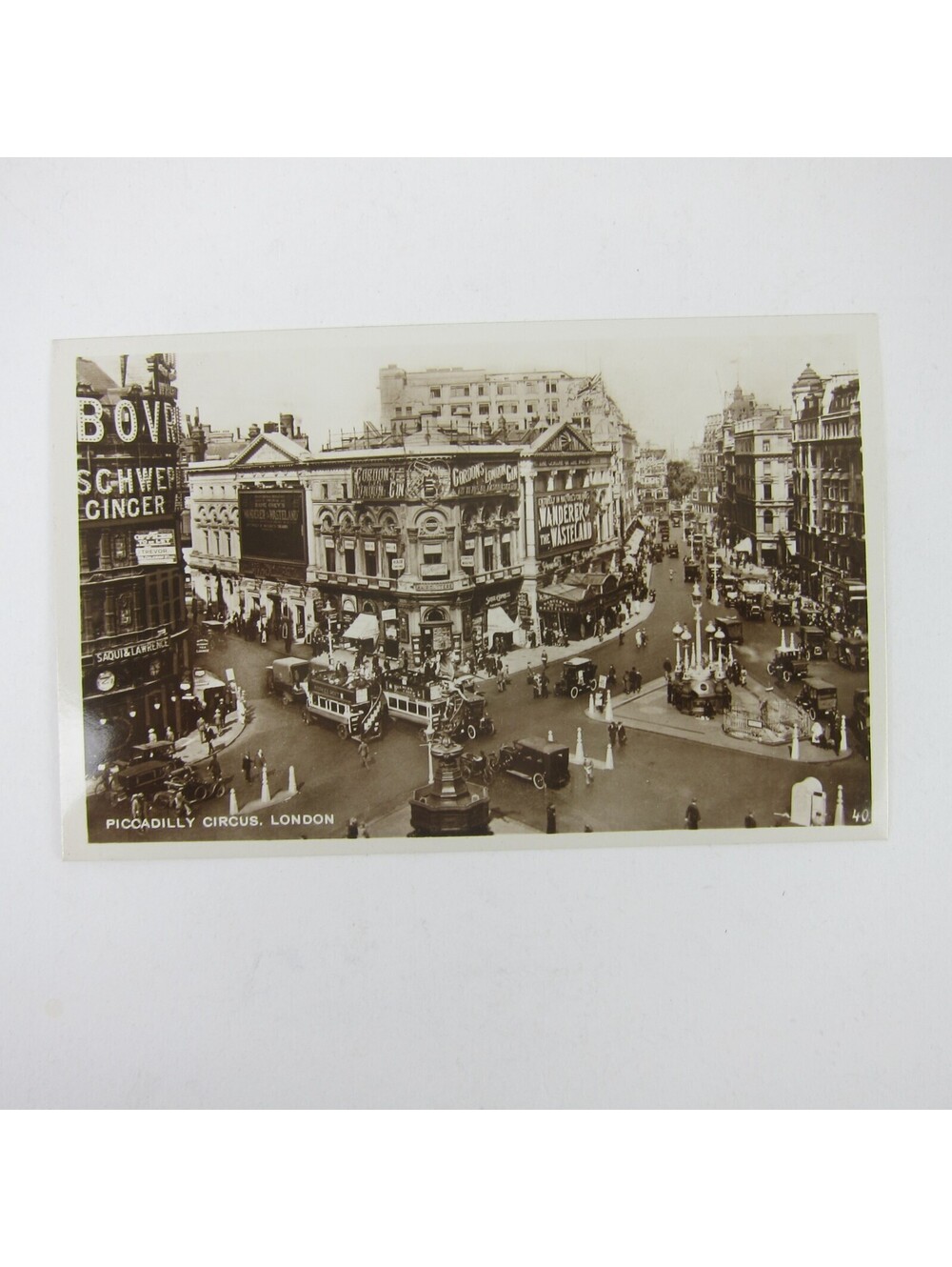 Real Photo Postcard RPPC London Piccadilly Circus Antique Cars Unposted RARE